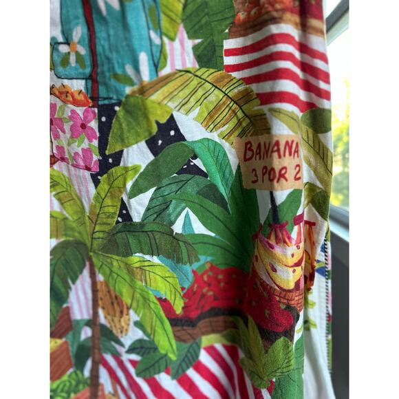 RARE Farm Rio Tropical Market Print Linen Blend Midi Skirt Size XS - Picture 3 of 4